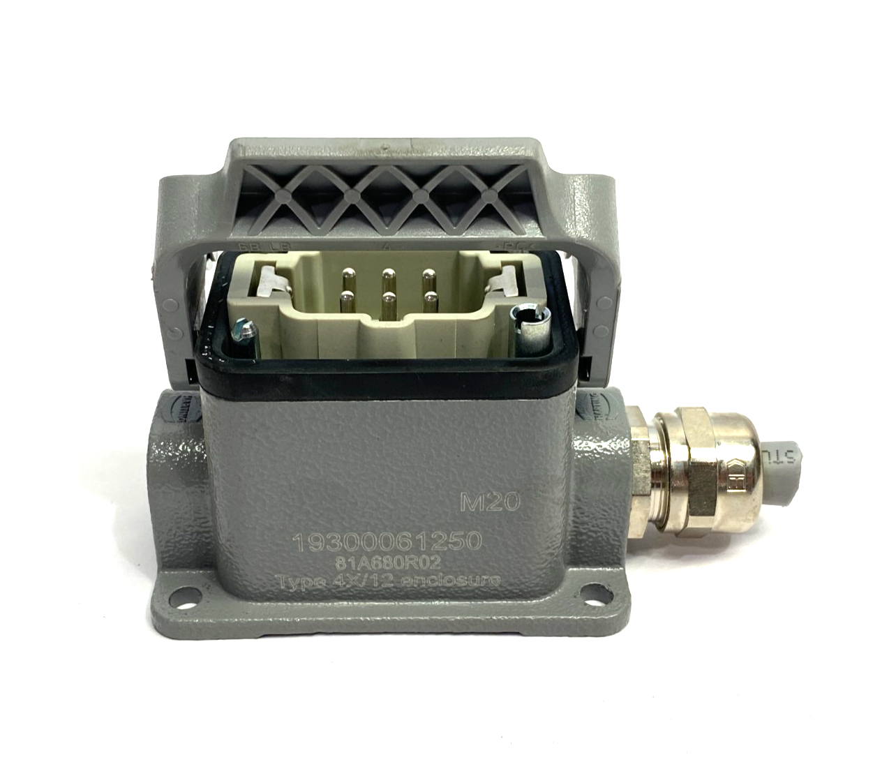 Harting 19300061250 Han 6 B-Base Surface-LC 1 Lever 1xM20 w/ 09330062601 Insert - Used - Maverick Industrial Sales