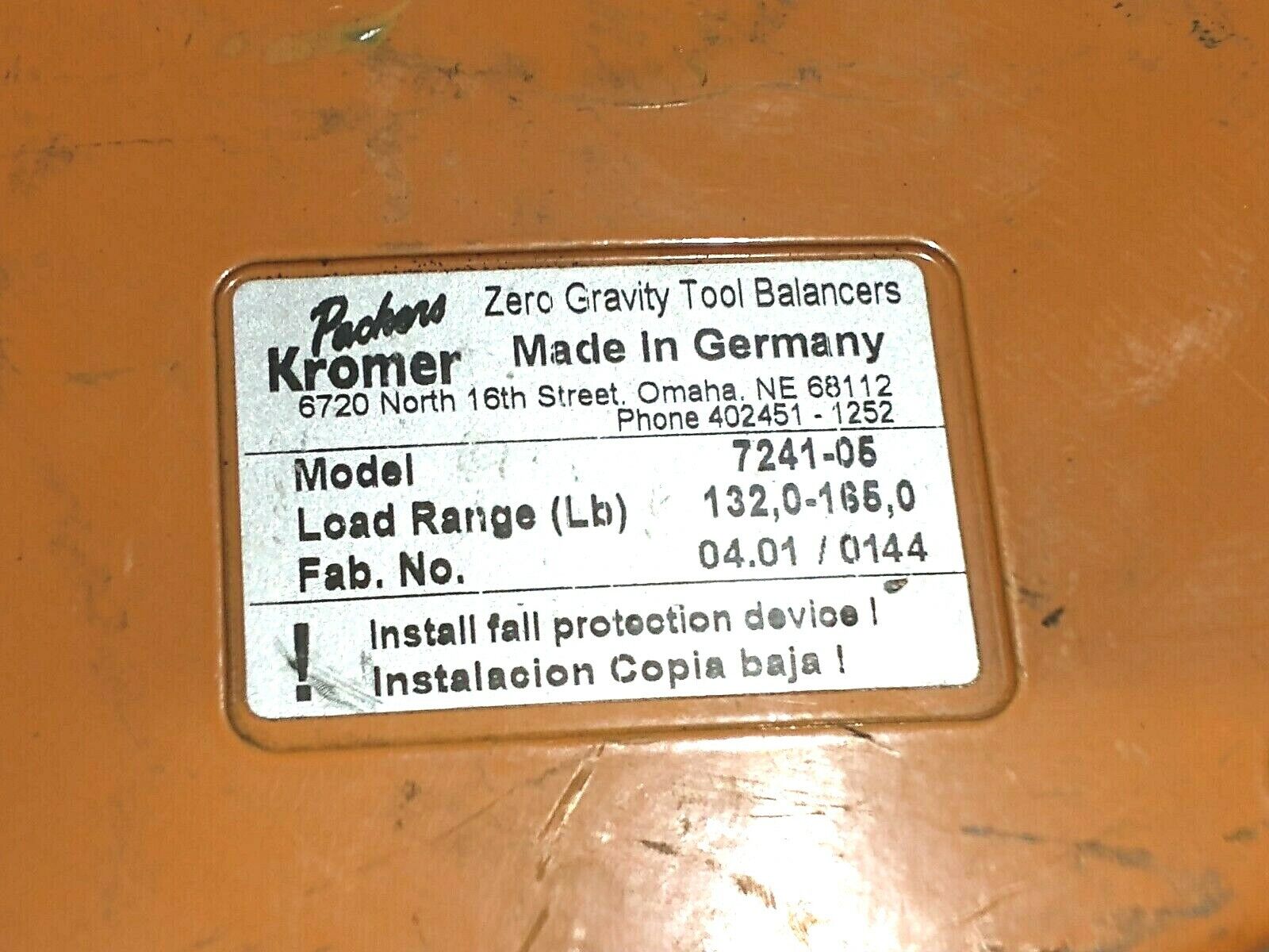 7241-05 | Packers Kromer Zero Gravity Tool Balancer 132-165Lbs Load Range - Used - Maverick Industrial Sales