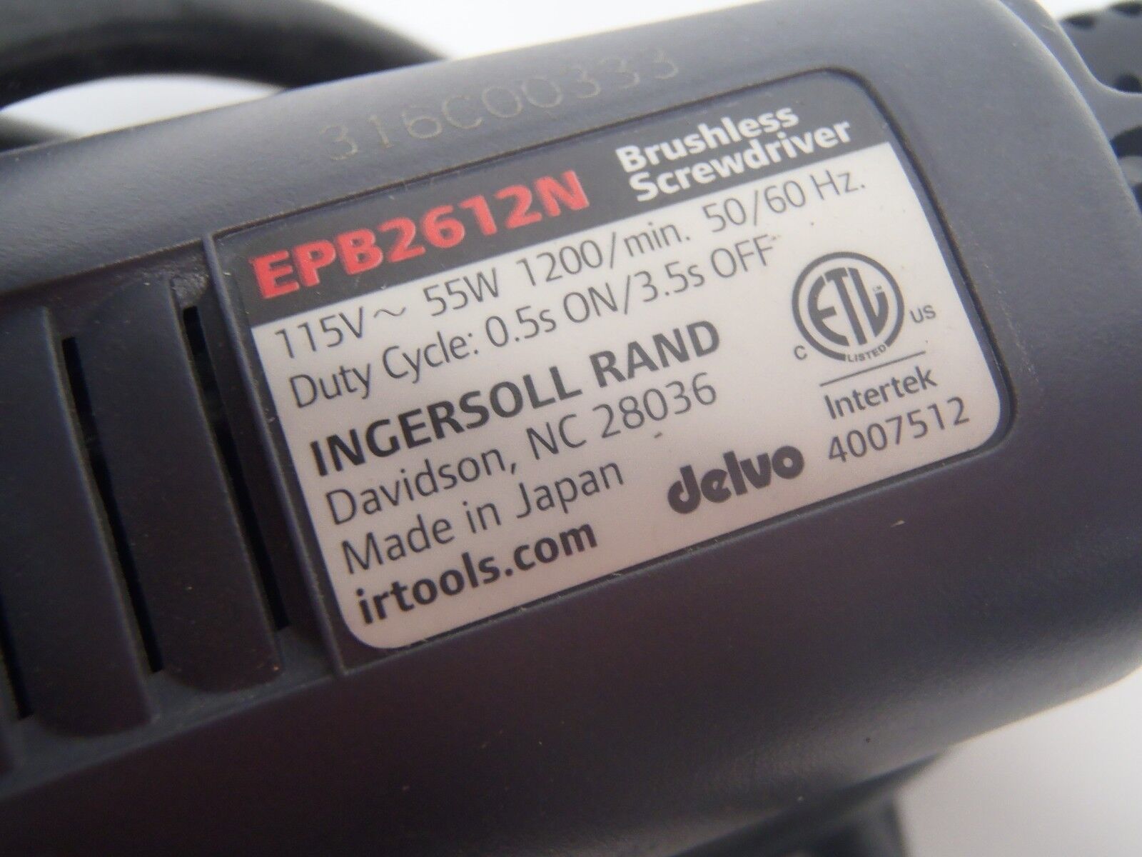 Ingersoll Rand EPB2612N Brushless Electric Screwdriver 3.5-26.5 In Lb - Maverick Industrial Sales