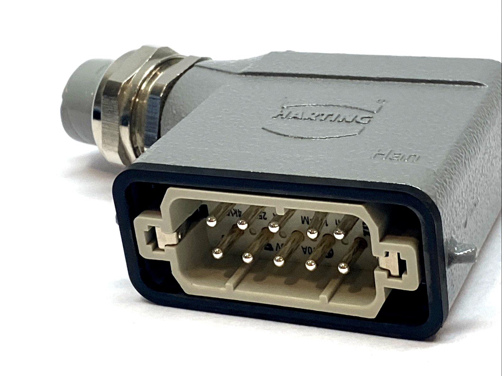 Harting Han 10B Side Entry Low Profile Hood w/ 09330102601 Insert Connector - Maverick Industrial Sales