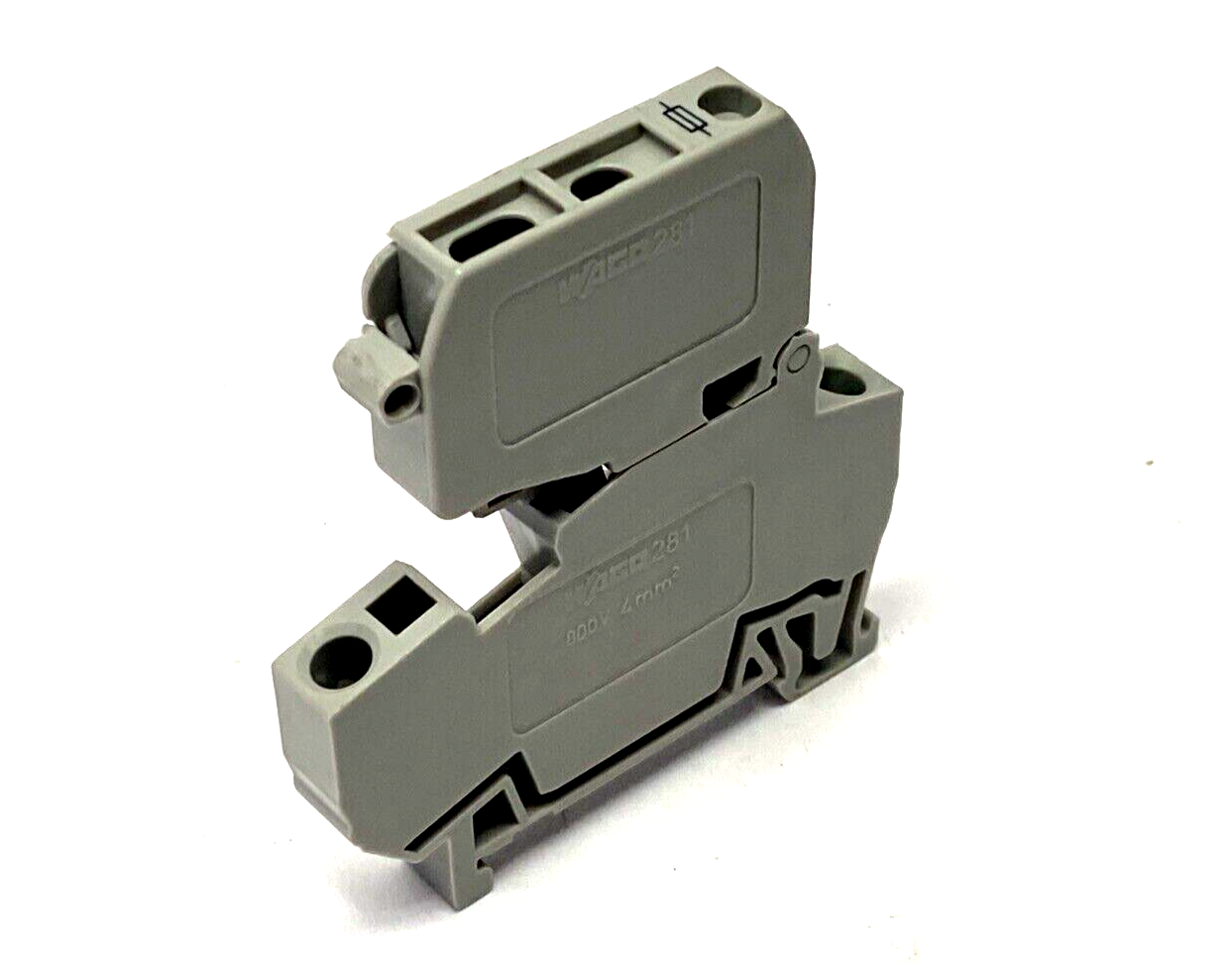 Wago 281-611 2-Conductor Fuse Terminal Block 4mm², Cage Clamp, Gray, LOT OF 10 - Maverick Industrial Sales