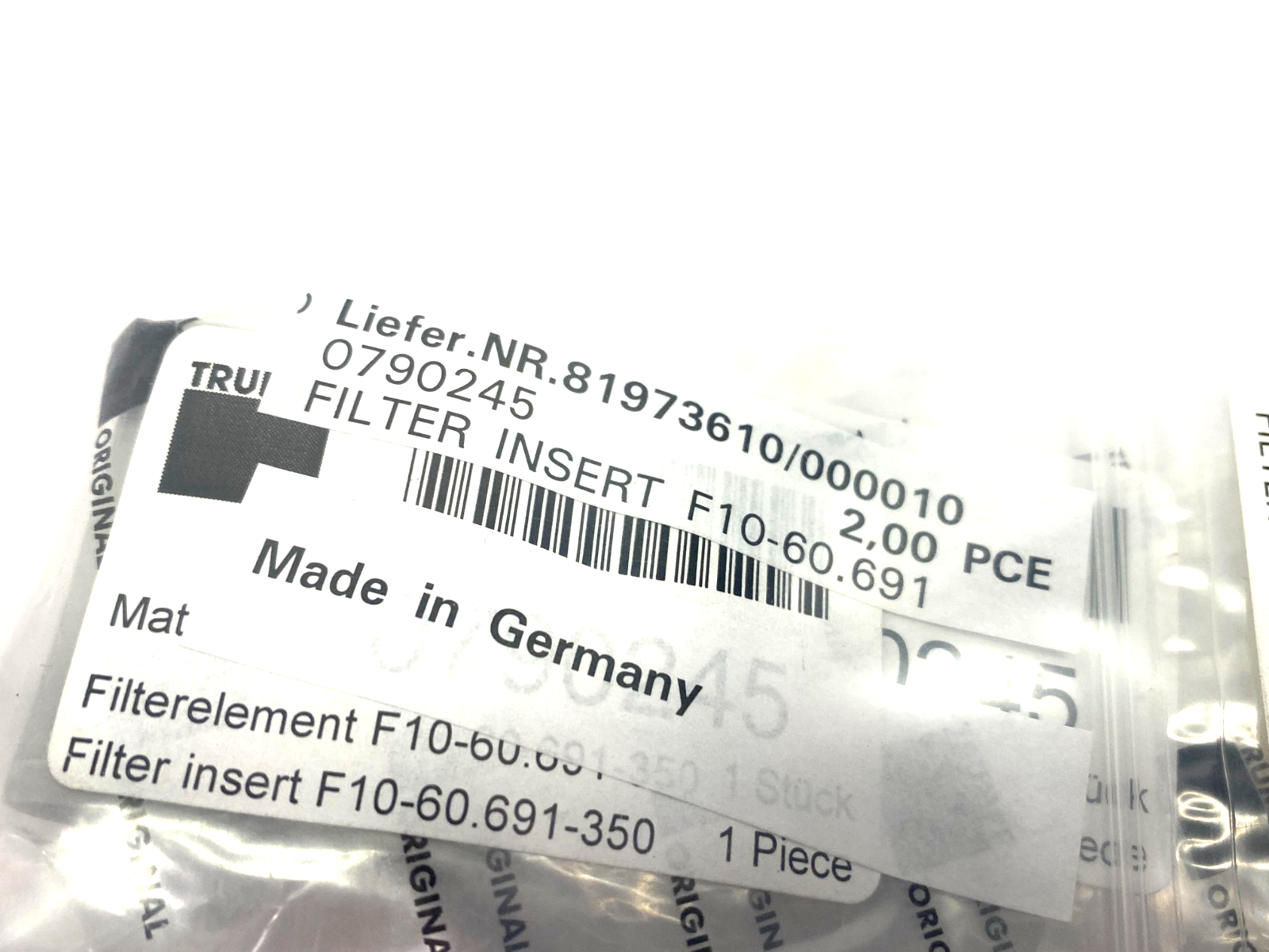 0790245 | Trumpf Water Filter Element/Insert F10-60.691-350 PKG OF 2 - New - Maverick Industrial Sales