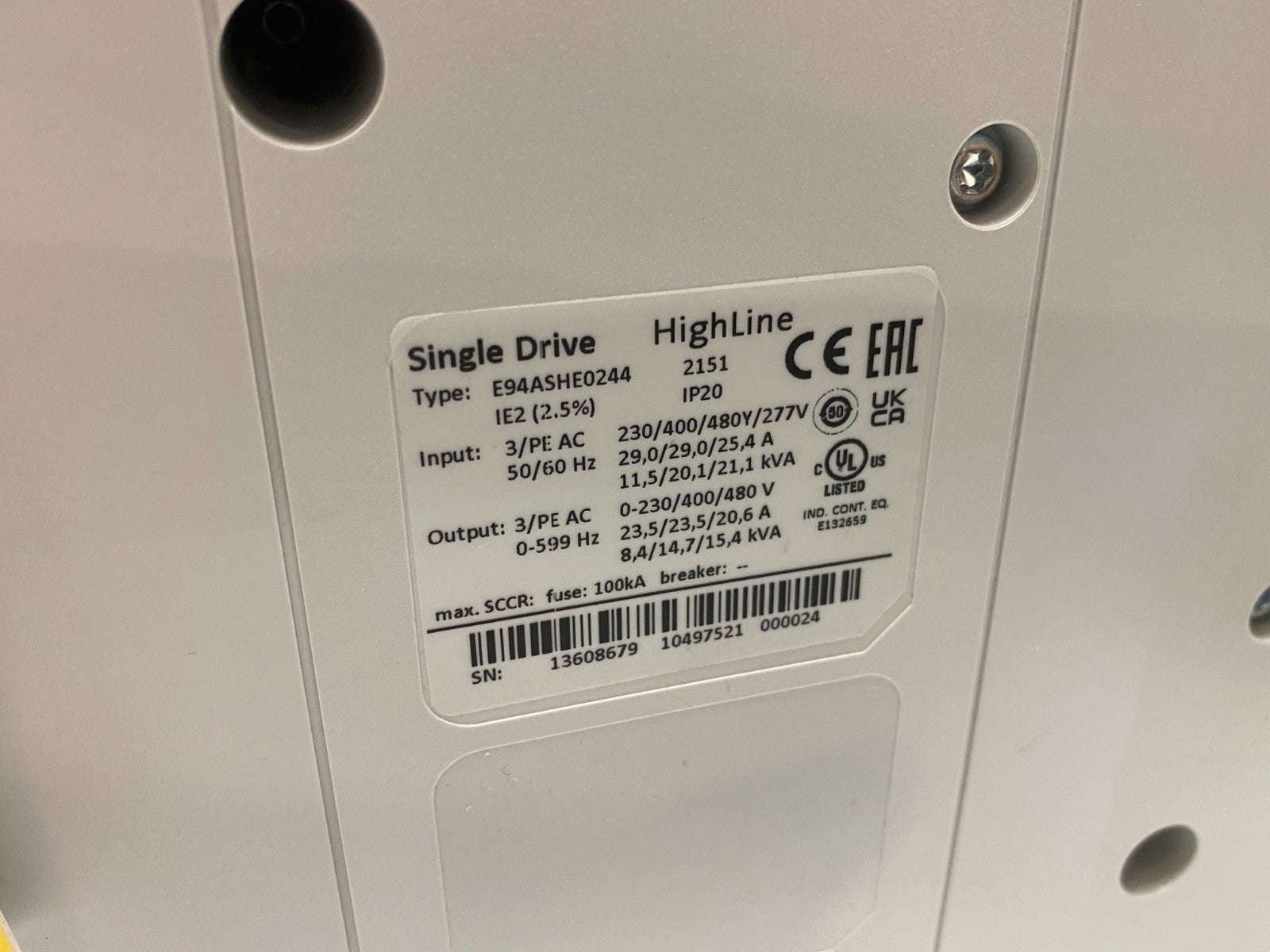 Lenze E94ASHE0244 HighLine Servo Inverter Drive 9400 Single Drive 3 x 400V - Maverick Industrial Sales