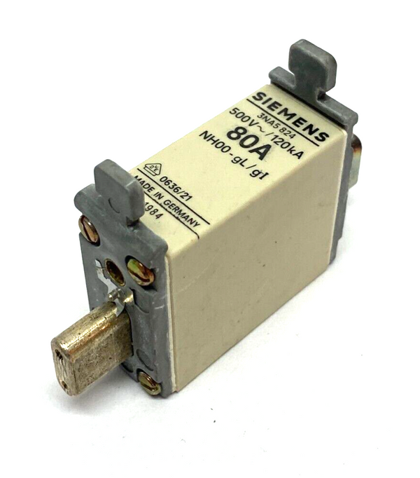 Siemens 3NA5824 Centered Tag Fuse Link Insert 80A 500V~/120kA NH00-gL/gI - Maverick Industrial Sales