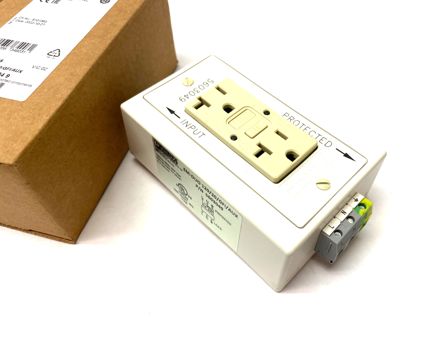 Phoenix Contact EM-DUO 120/20/GFI/AUX Screw Connection Socket 5603049 - Maverick Industrial Sales