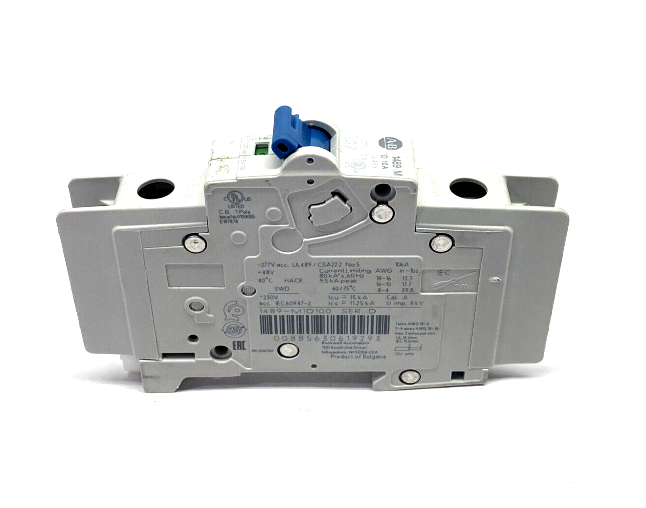 Allen Bradley 1489-M1D100 Ser. D Miniature Circuit Breaker 10A 1P - Maverick Industrial Sales