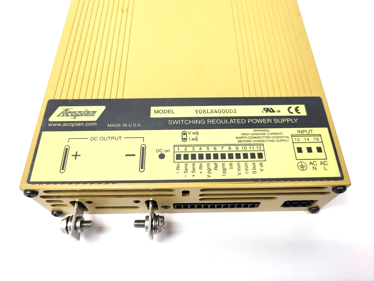 Y08LX4000D2 | Acopian Switching Regulated Power Supply 90-265 VAC or 110-350 VDC - New – Open box - Maverick Industrial Sales