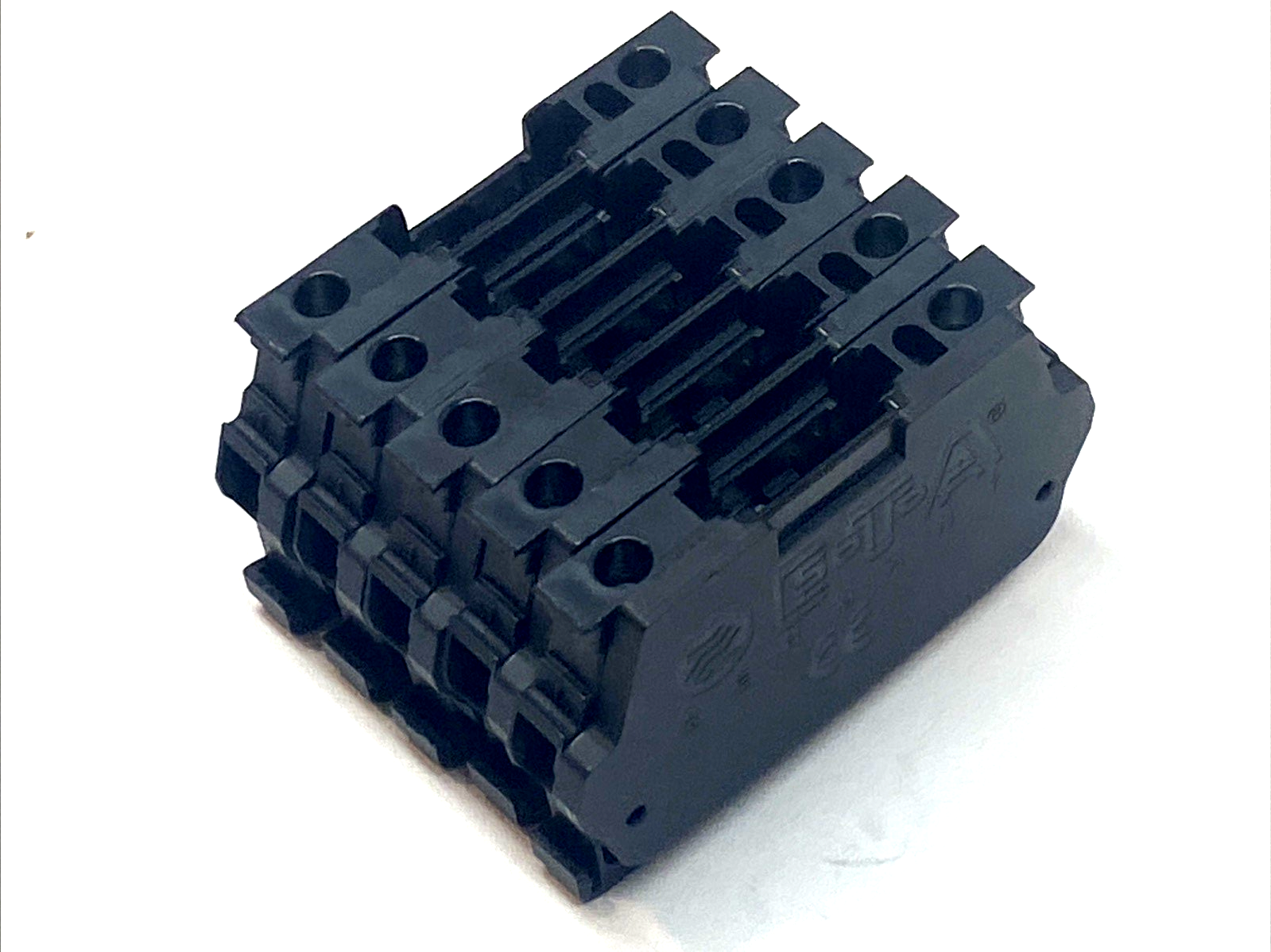 E‑T‑A 10PLUS‑ST‑201 2‑Pos Feed‑Through Terminal Block 6 mm 10A Black LOT OF 5 - Maverick Industrial Sales