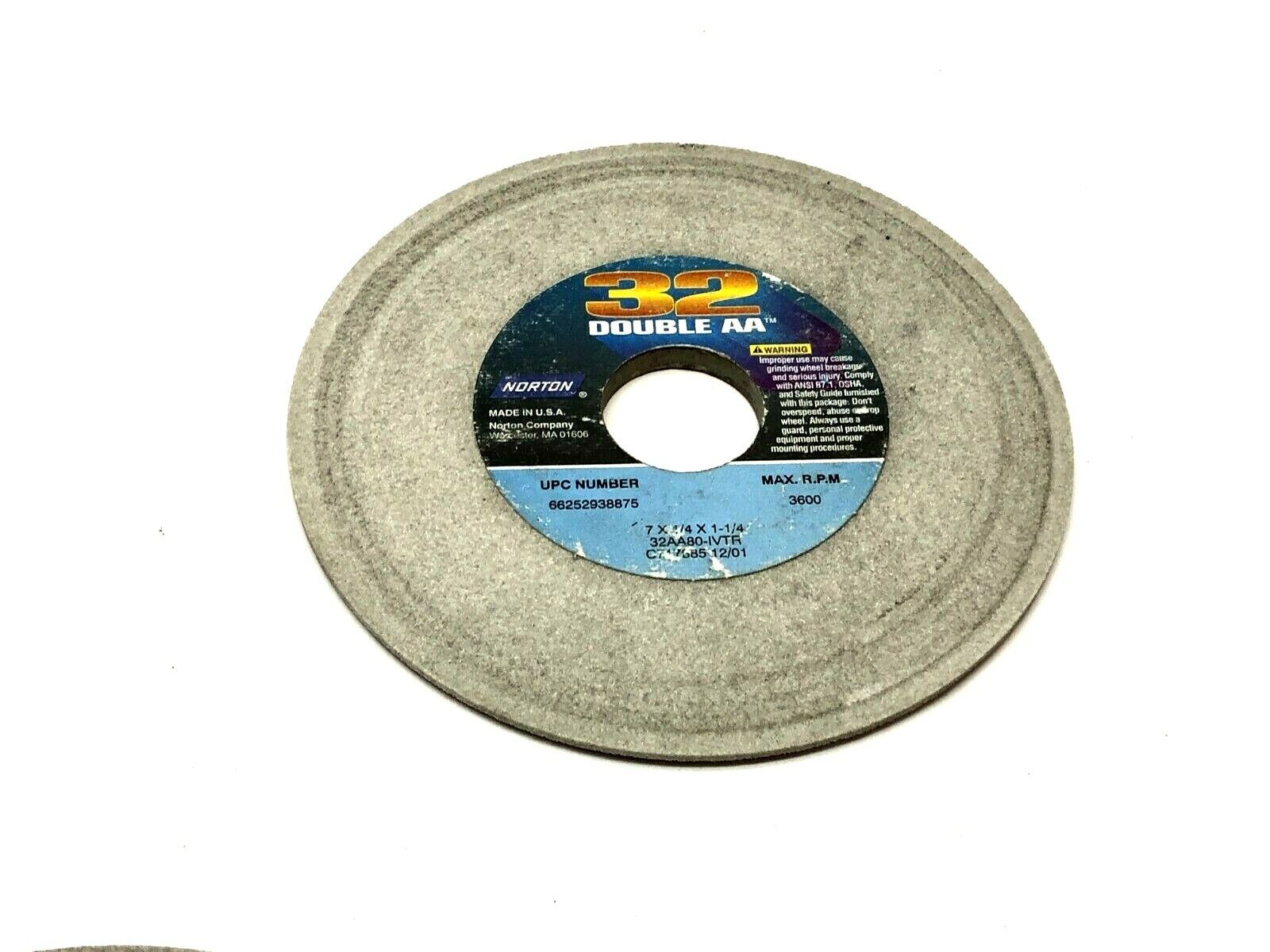 Norton 32AA80-IVTR Grinding Wheels 1-1/4" Bore 3600 RPM LOT OF 5 - Maverick Industrial Sales