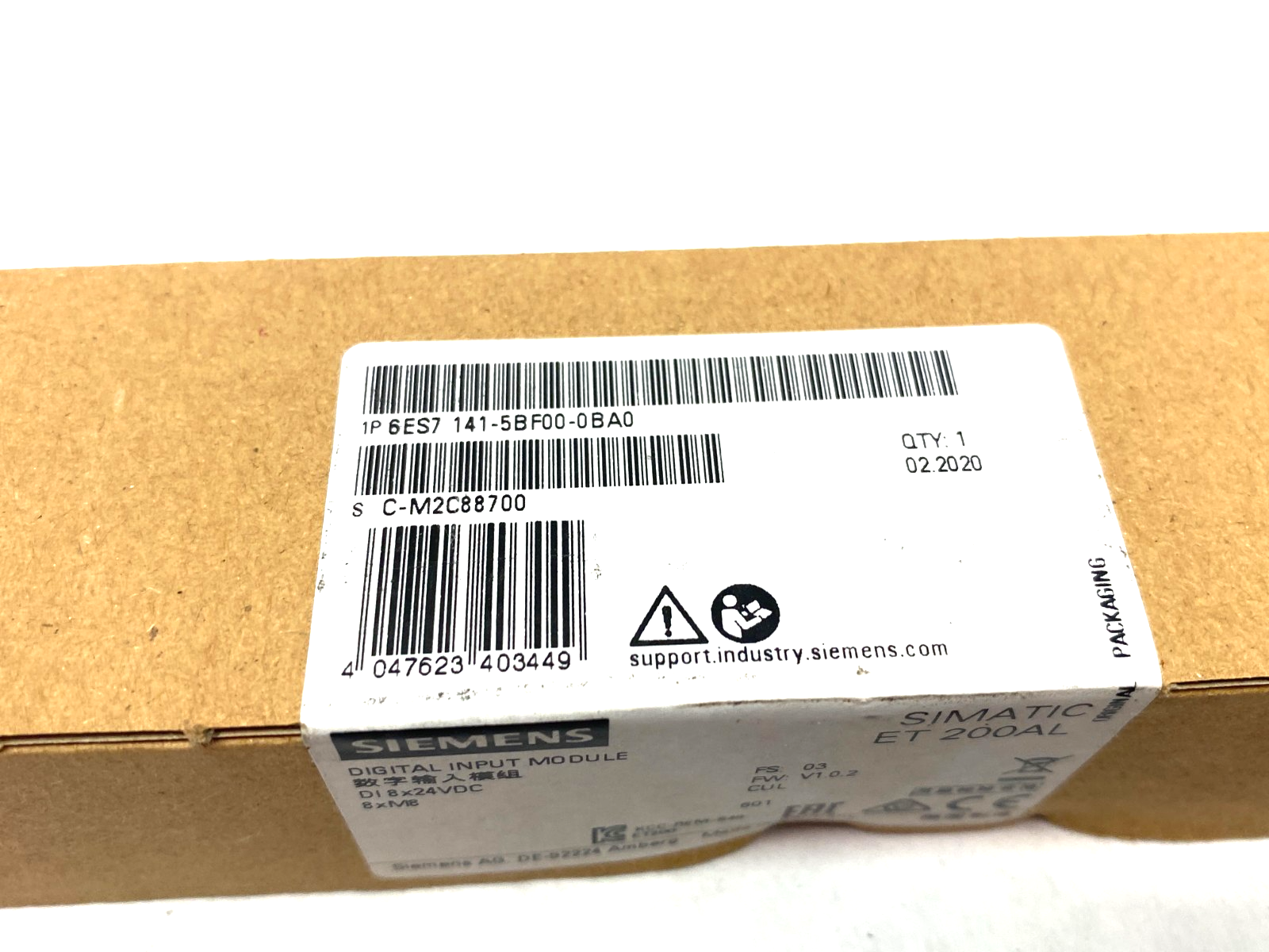 Siemens 6ES7 141-5BF00-0BA0 SIMATIC ET 200AL Digital Input Module DI 8x 24VDC - Maverick Industrial Sales