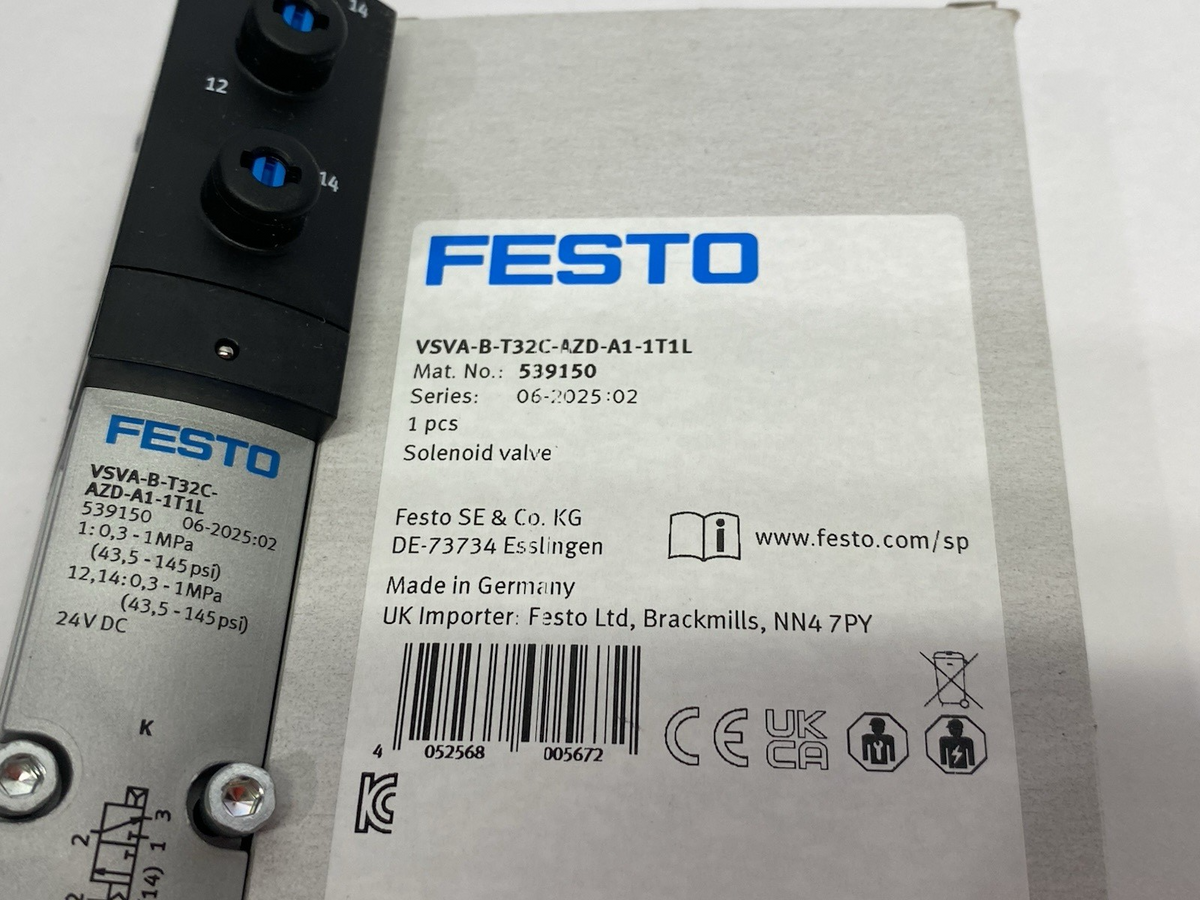 Festo VSVA-B-T32C-AZD-A1-1T1L Solenoid Valve 2x3/2 closed Monostable 539150 - Maverick Industrial Sales