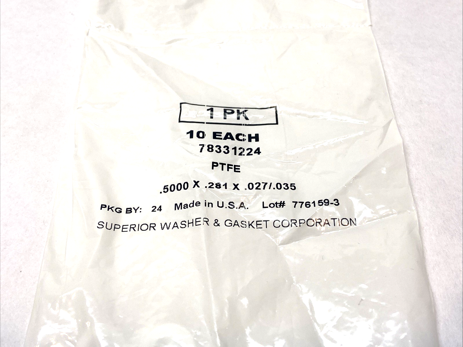 78331224 | Superior Washer & Gasket PTFE Washer PKG OF 10, LOT OF 2 - New - Maverick Industrial Sales