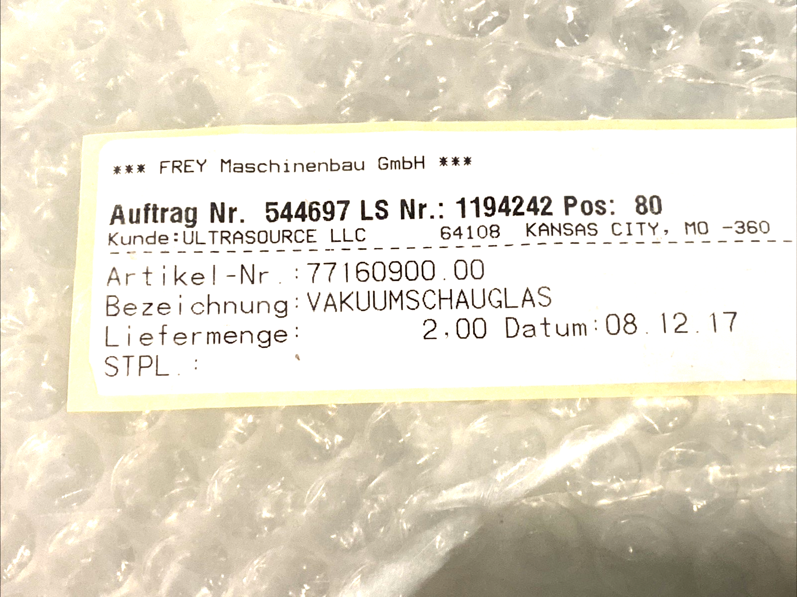 77160900.00 | Frey Vacuum Window Sight Glass 9.875"x7.5" LOT OF 2 - New – Open box - Maverick Industrial Sales