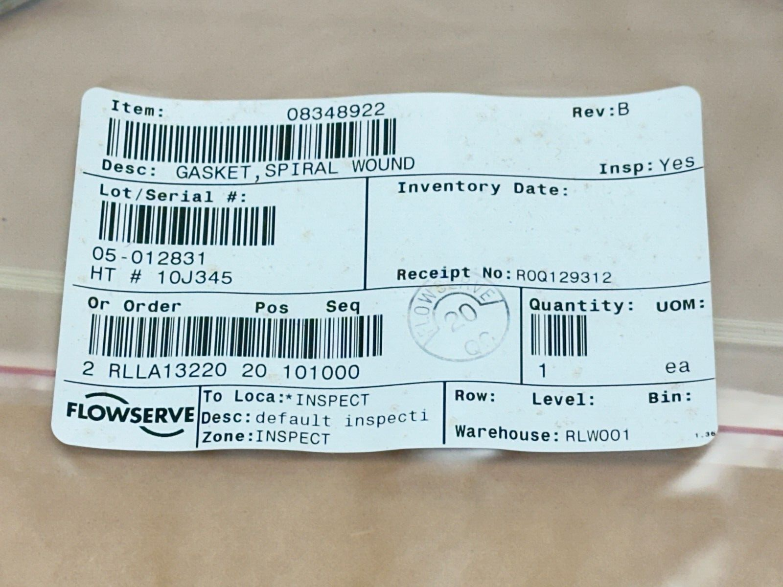 Flowserve 08348922 Rev B Spiral Wound Gasket - Maverick Industrial Sales