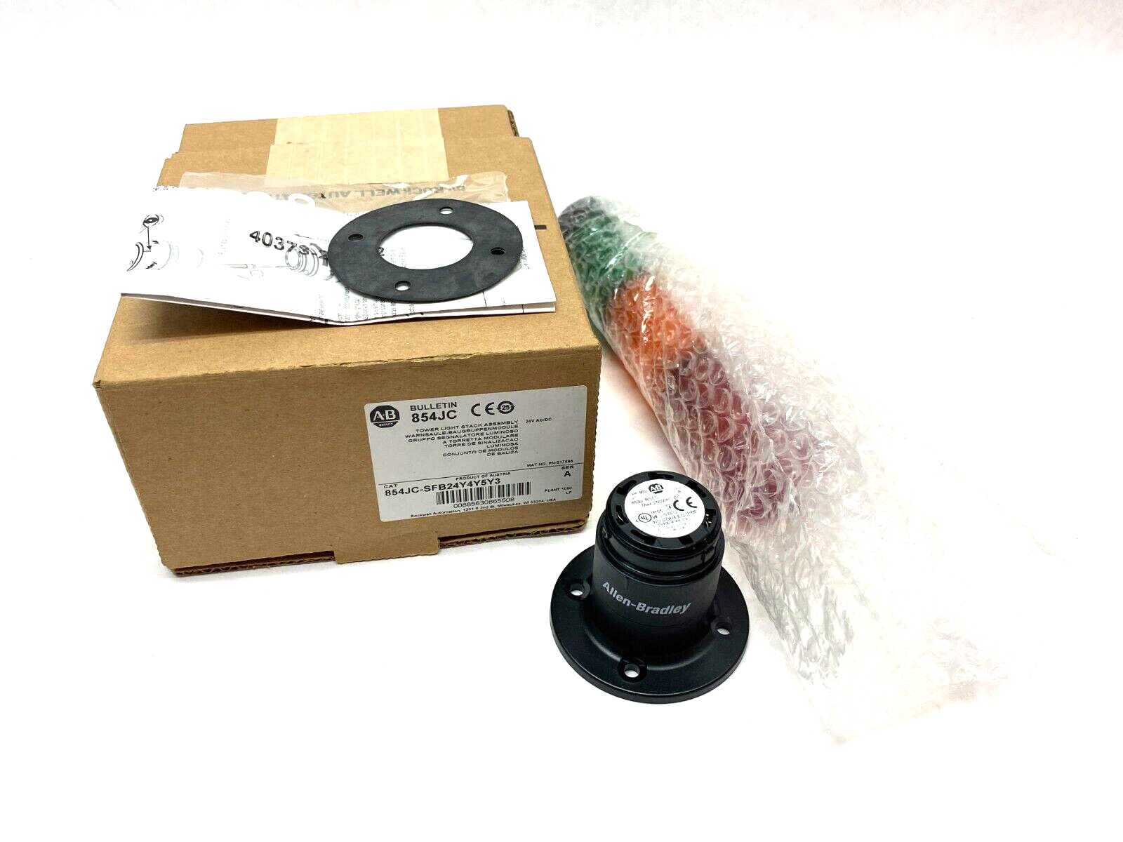 Allen Bradley 854JC-SFB24Y4Y5Y3 Ser. A Tower Light Stack Assembly 40mm R,A,G - Maverick Industrial Sales