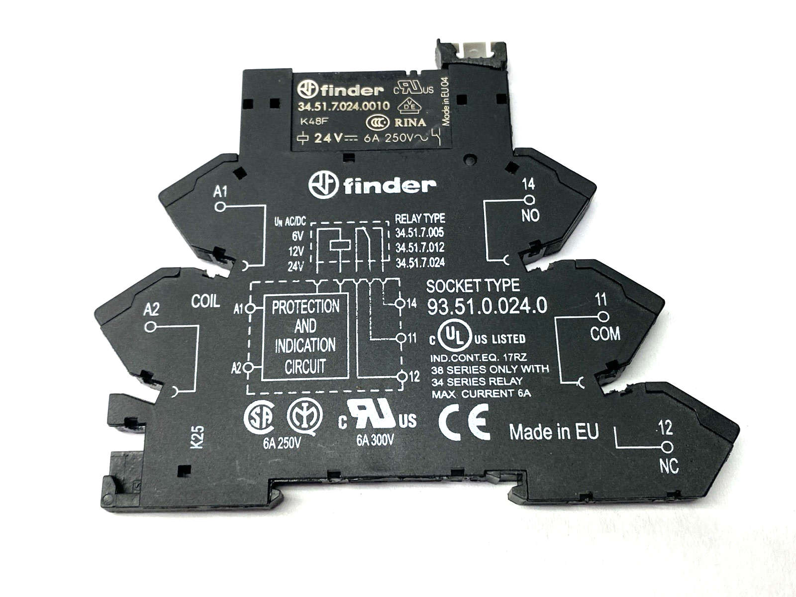 95.51.0.024.0 | Finder Relay Socket w/ 34.51.7.024.0010 Relay - New – Open box - Maverick Industrial Sales
