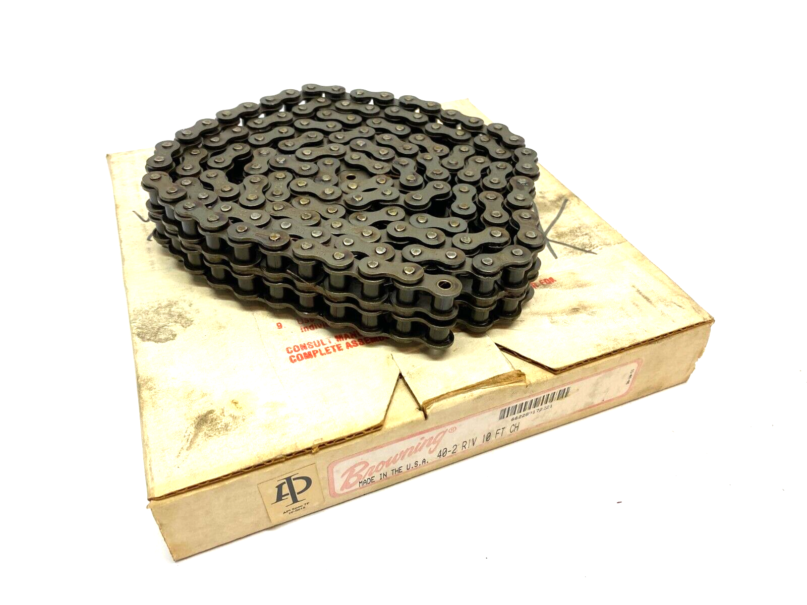 40-2 | Browning Steel Riveted Roller Chain 10ft Length Size 40 0.5" Pitch 2 Strand - New – Open box - Maverick Industrial Sales