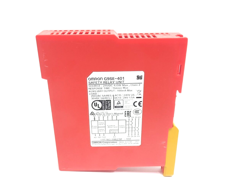 Omron G9SE-401 Sti Safety Relay Unit 24VDC 4W 240VAC 2A, 15ms Response Time - Maverick Industrial Sales