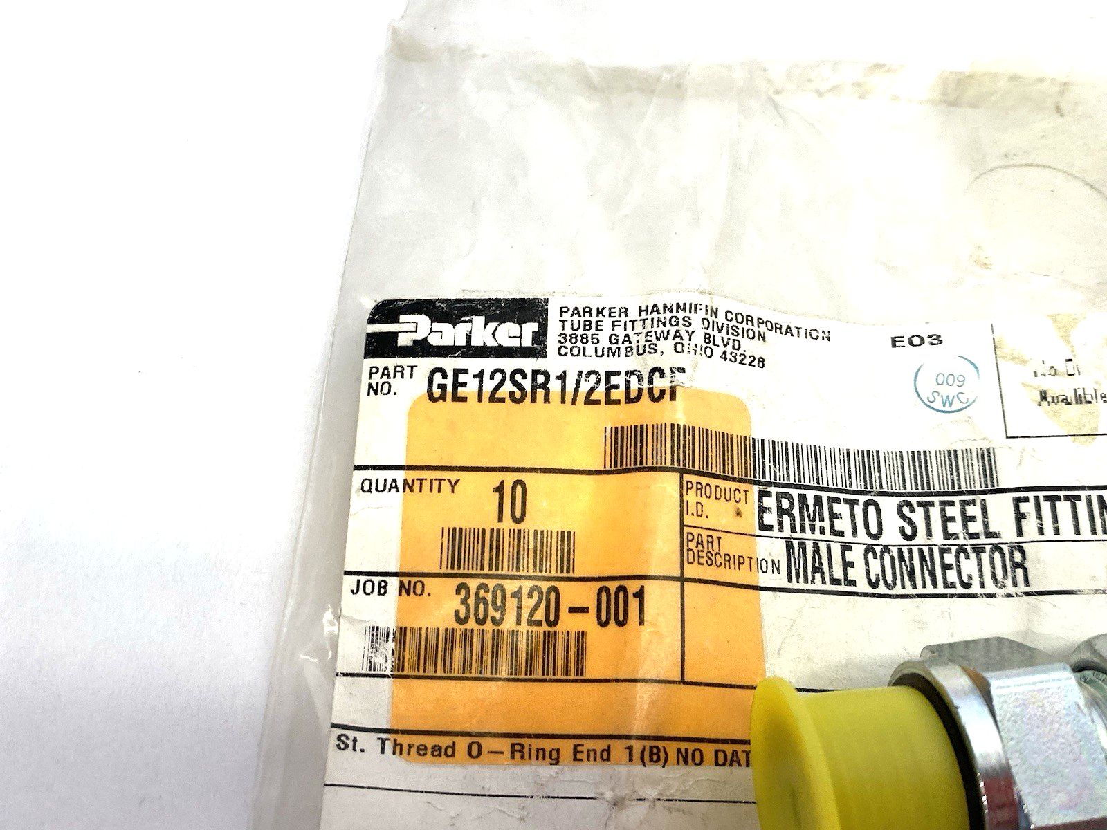 Parker GE12SR1/2EDCF Ermeto DIN Male Stud Adapter Tube Fitting - Maverick Industrial Sales
