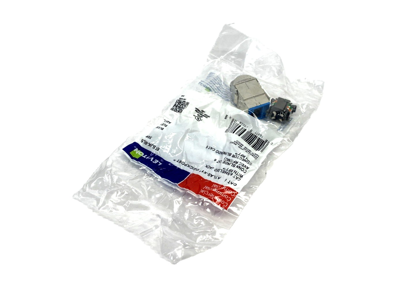 61SJK-RL6 | Leviton ATLAS-X1 Cat 6 Shielded QUICKPORT Jack, Blue - New - Maverick Industrial Sales