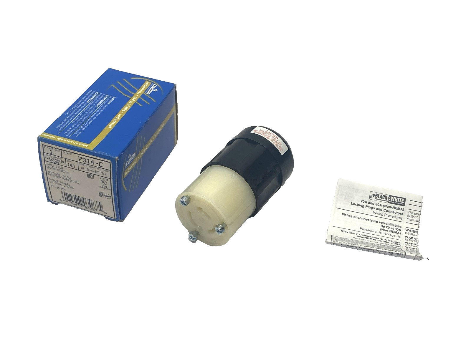 Leviton 7314-C Locking Connector, 3-Pole 3-Wire 20A 125/250V #18-10 AWG - Maverick Industrial Sales