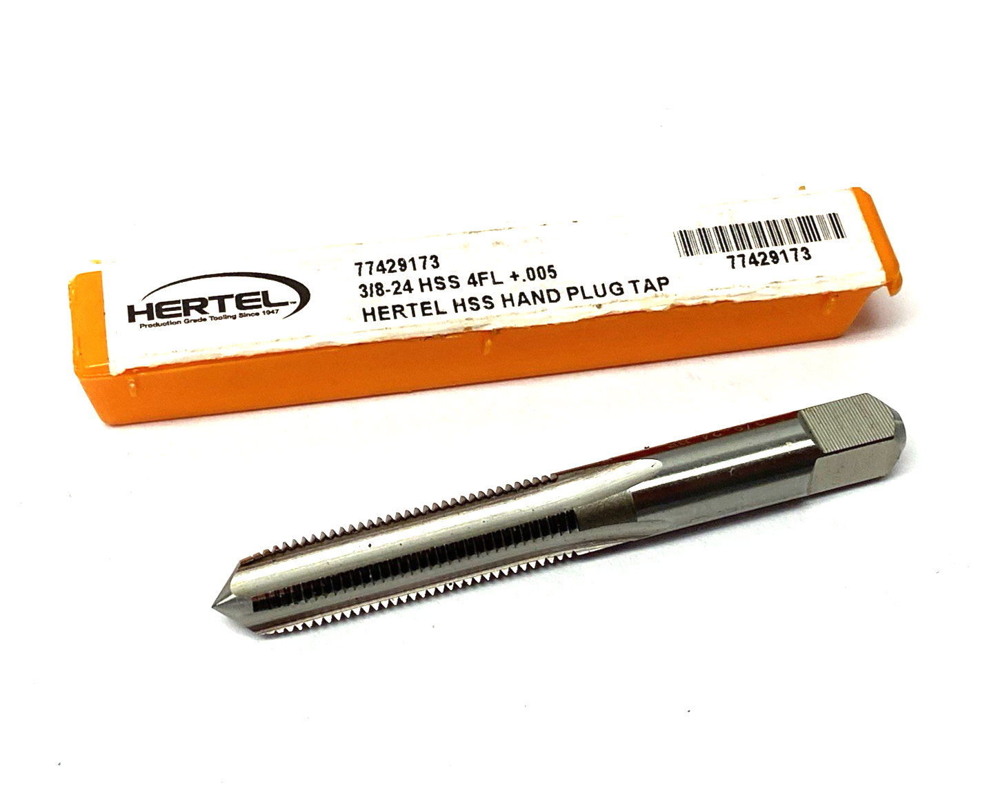 Hertel 77429173 Straight Flute Tap: 3/8-24 UNF, 4 Flute, Plug Chamfer, High-Spee - Maverick Industrial Sales