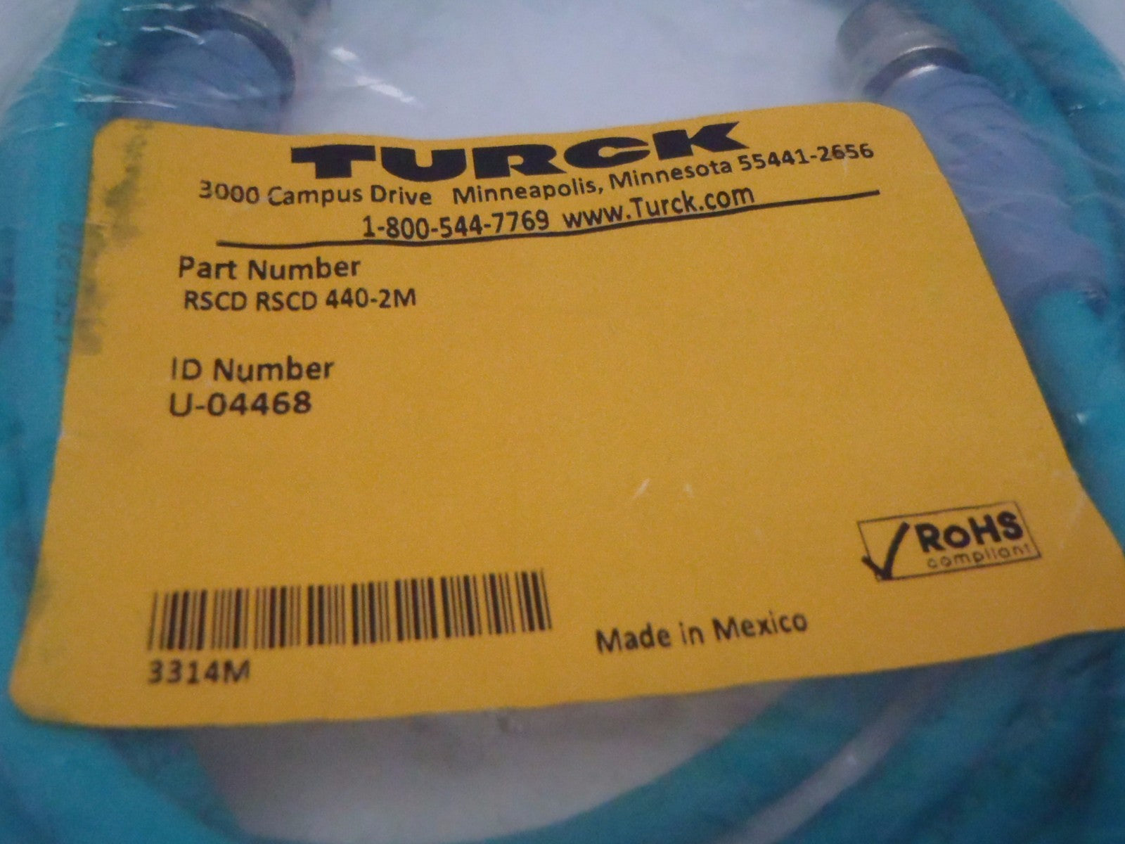 Turck RSCD RSCD 440-2M Industrial Ethernet Cordset U-04468 - Maverick Industrial Sales