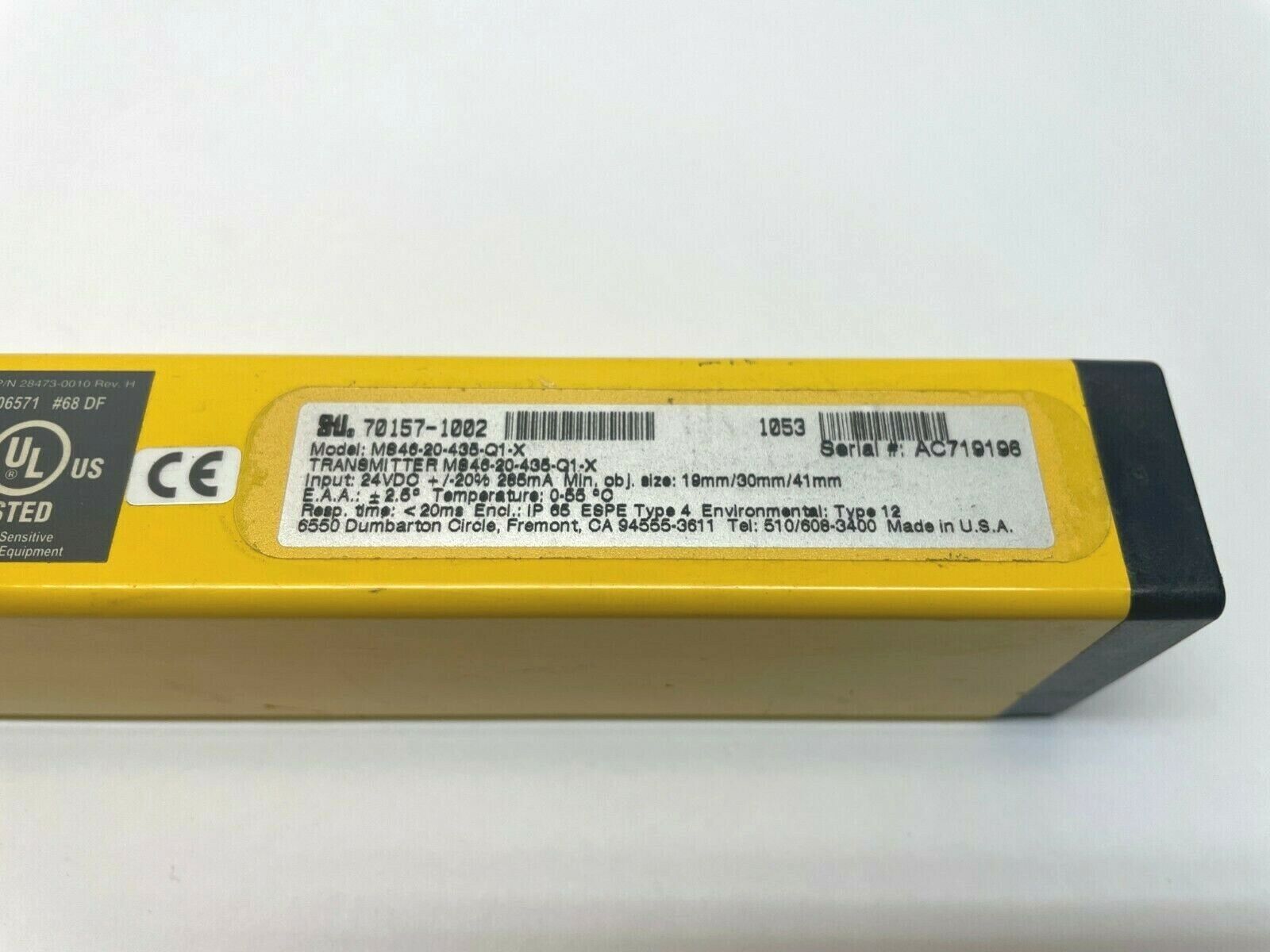 STI MS46-20-435-Q1-X Mini-Safe 4600 Light Safety Curtain Transmitter - Maverick Industrial Sales