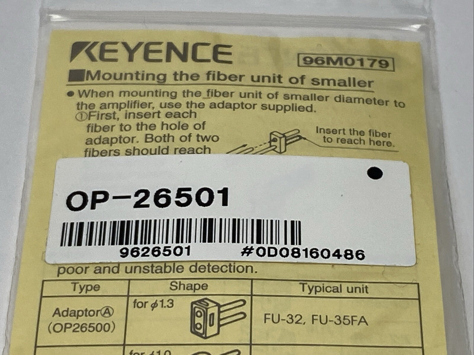 OP-26501 | Keyence Adapter B For f1 Fiber Unit LOT OF 3 - New - Maverick Industrial Sales