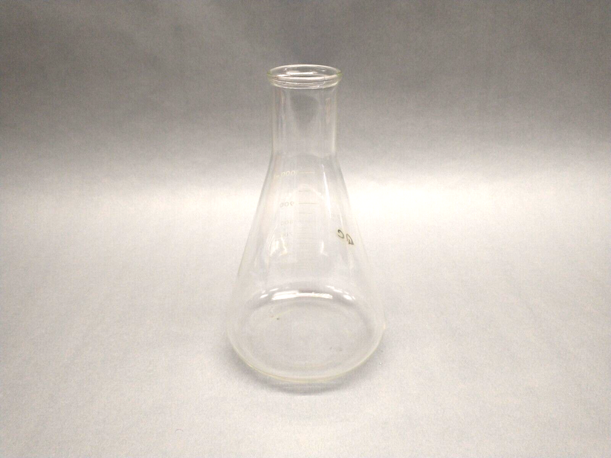 Pyrex 4980-1L Narrow Mouth, Graduated Erlenmeyer Flask 1000mL Stopper 9, 4980 - Maverick Industrial Sales