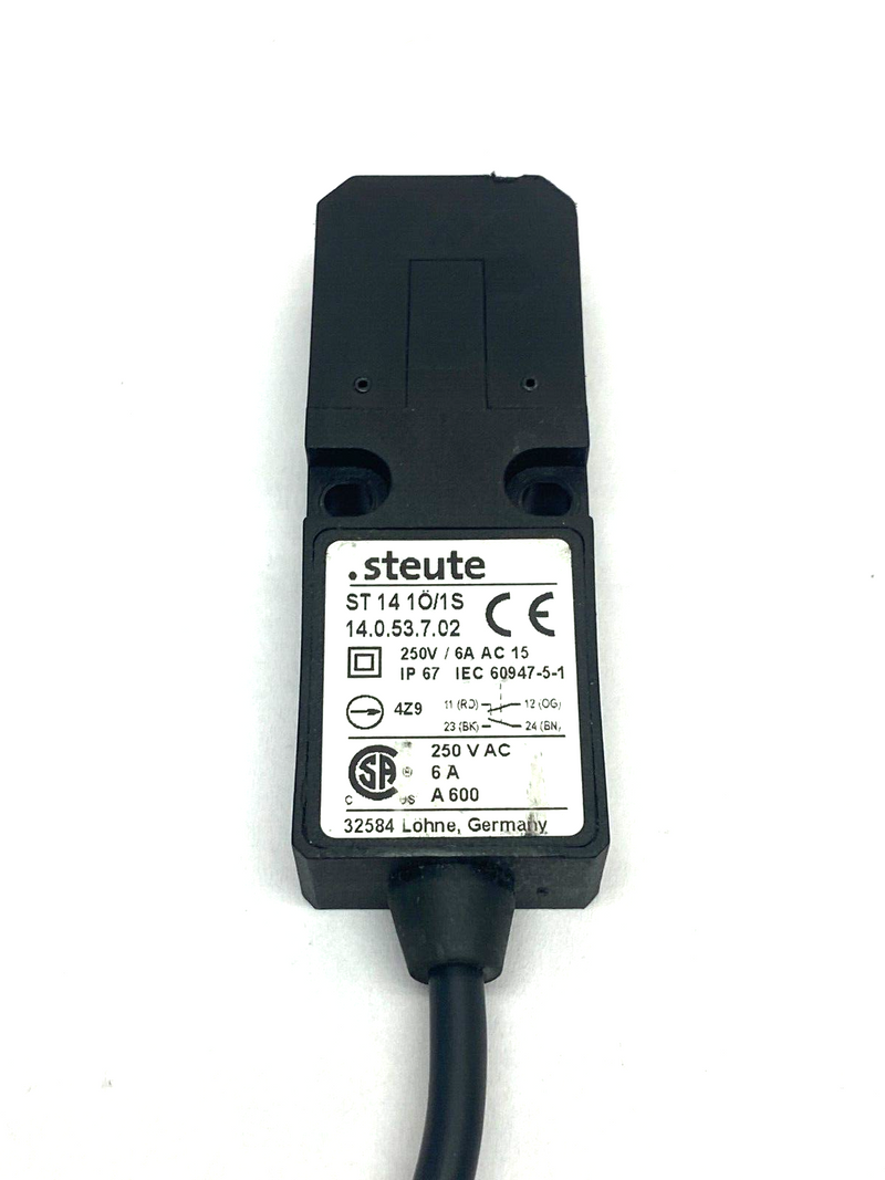 Steute 14.0.53.7.02 Thermoplastic Safety Switch ST 14 1Ö/1S 9" Cable NO ACTUATOR - Maverick Industrial Sales