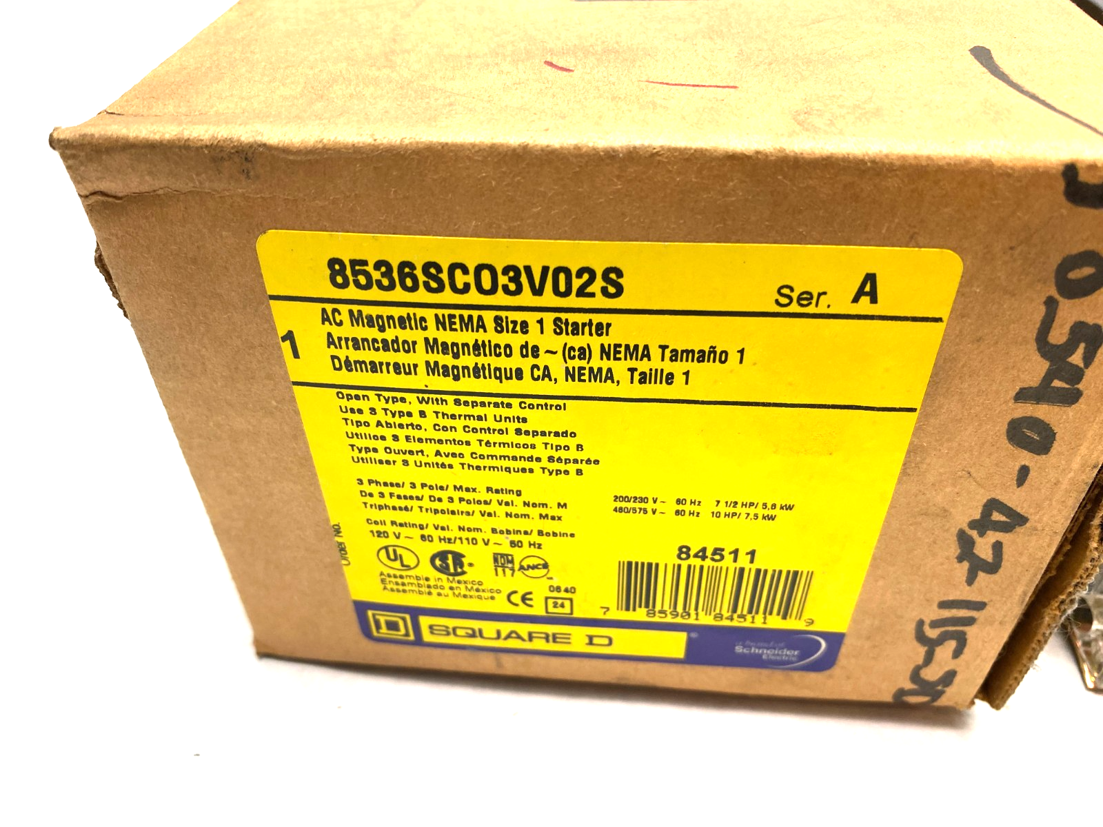 Schneider Square D 8536SCO3V02S Nonreversing NEMA Motor Starter Ser. A 3-Ph - Maverick Industrial Sales