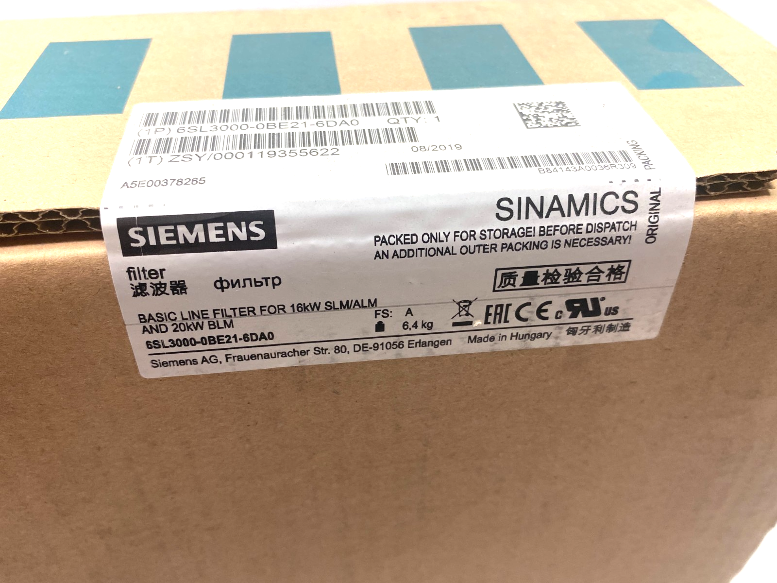 Siemens 6SL3000-0BE21-6DA0 SINAMICS/SIMODRIVE 611 Basic Line Filter - Maverick Industrial Sales