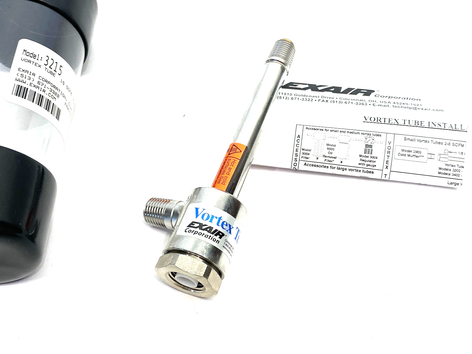 3215 | Exair Stainless Steel Vortex Tube 15 SCFM/425 SLPM - New – Open box - Maverick Industrial Sales
