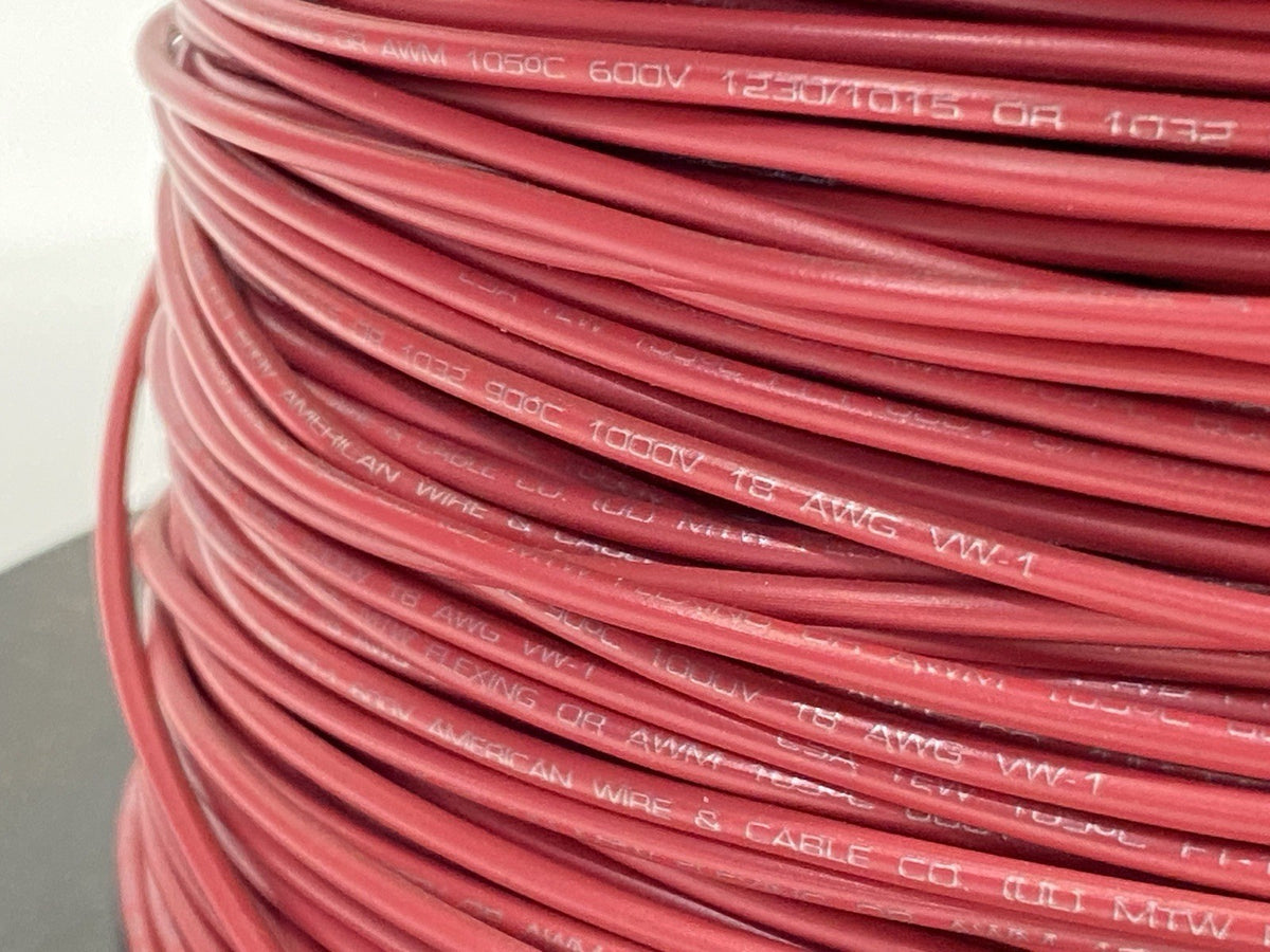 American Wire And Cable MTW-18G-03 18 AWG Hook Up Wire Type MTW Red 1800ft Roll - Maverick Industrial Sales