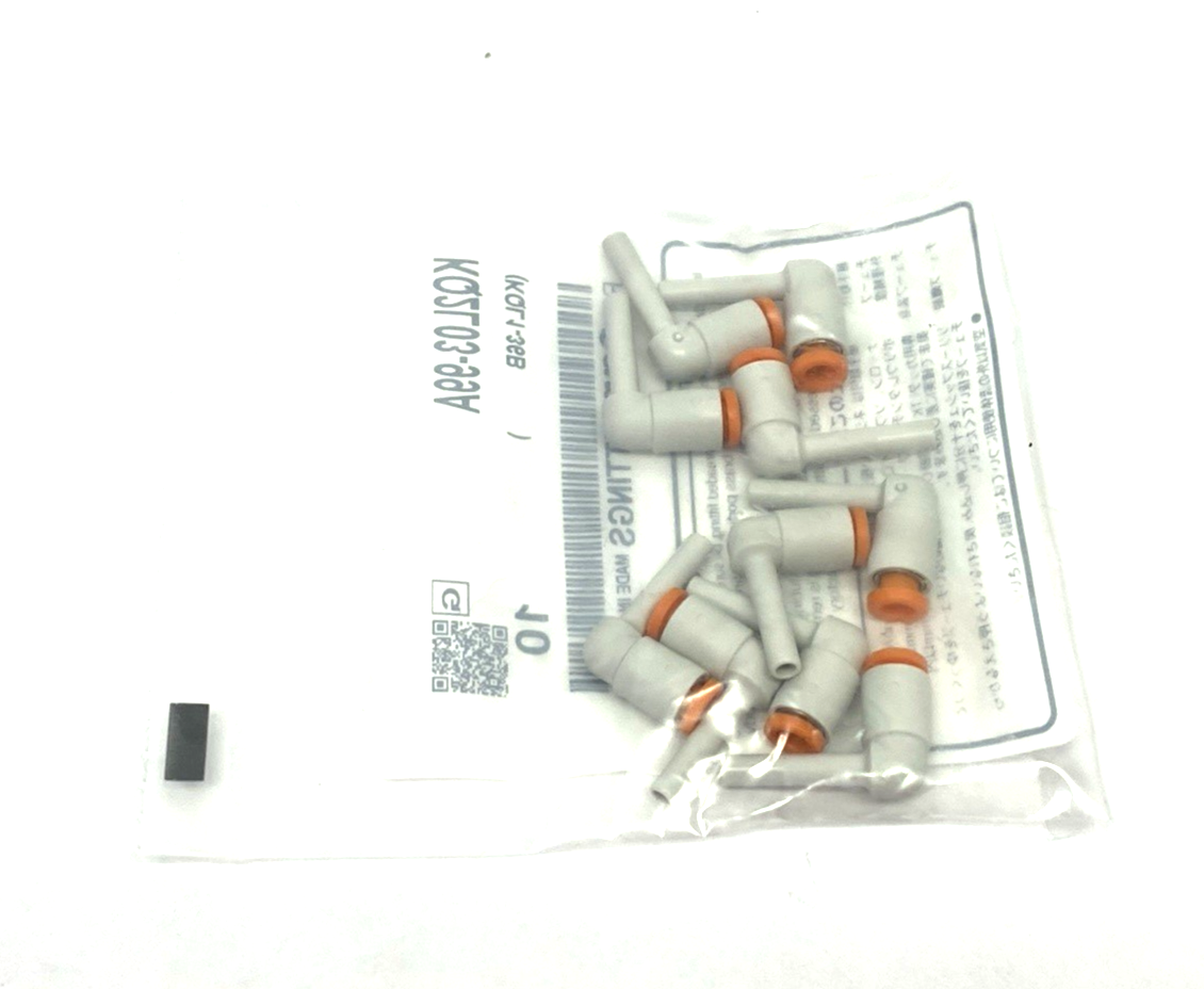 KQ2L03-99A | SMC One-Touch Extended Plug-In Elbow Fitting, 5/32" Tube OD, 10-PACK - New - Maverick Industrial Sales