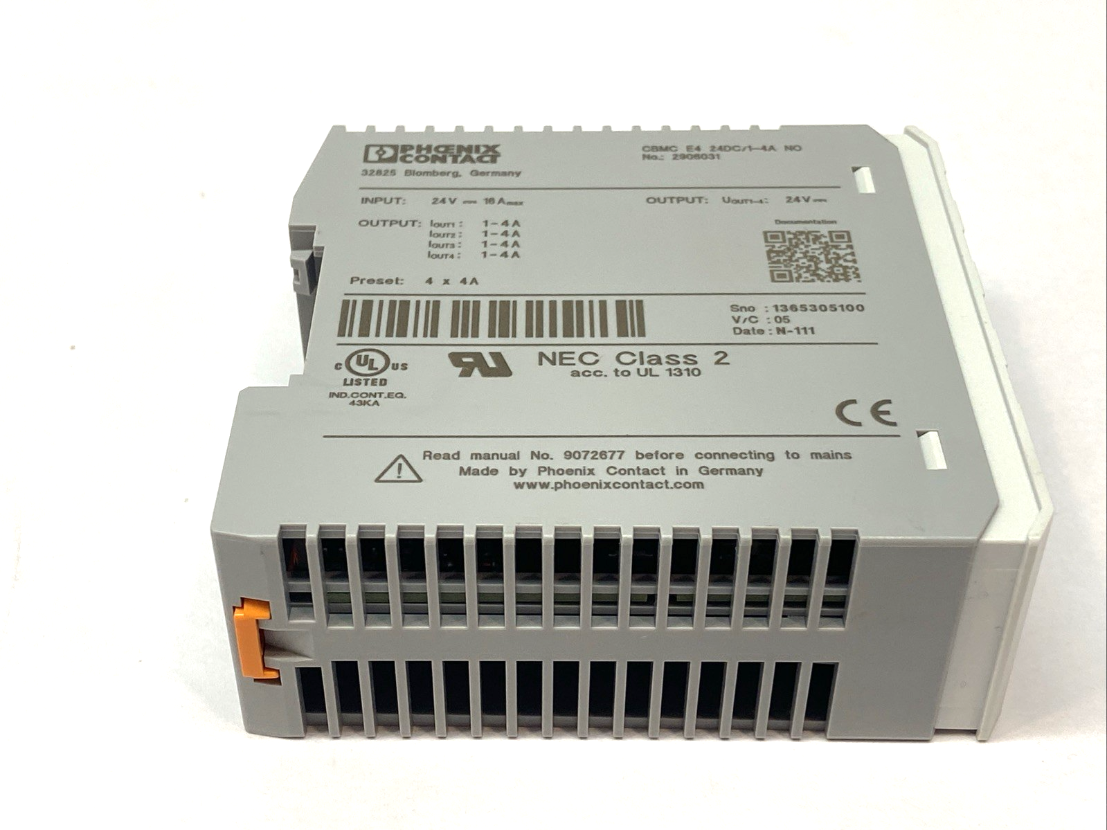 Phoenix Contact CBMC E4 24DC/1-4A NO Electronic Circuit Breaker 2906031 - Maverick Industrial Sales