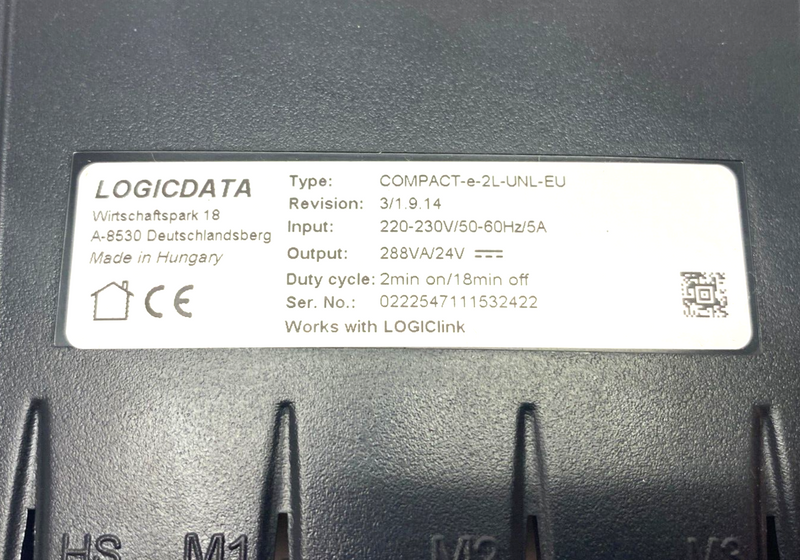 Logicdata COMPACT-e-2L-UNL-EU Electronic Motor Control Box Unit Rev. 3/1.9.14 - Maverick Industrial Sales