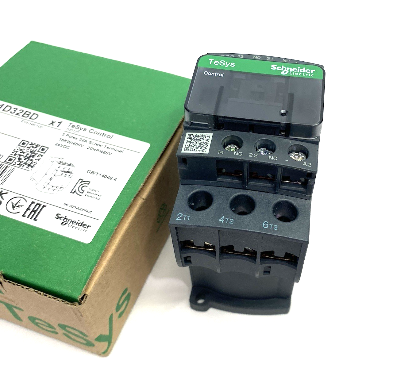 Schneider Electric LC1D32BD IEC Contactor, TeSys Deca, Non-Reversing, 32A - Maverick Industrial Sales