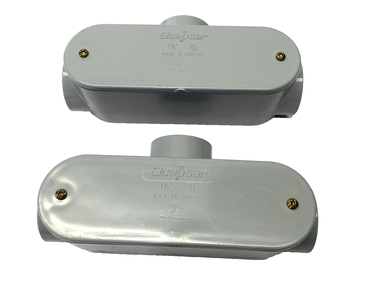 ST 50S | Scepter PVC Conduit Body T-Style Removable Cover 1-1/2" LOT OF 2 - New – Open box - Maverick Industrial Sales