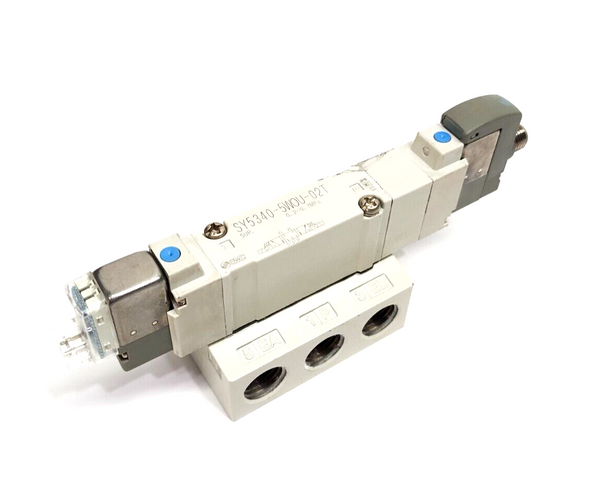 SMC SY5340-5WOU-02T Base Mount Double 3 Position 5 Port Solenoid Valve 1/4" NPT - Maverick Industrial Sales