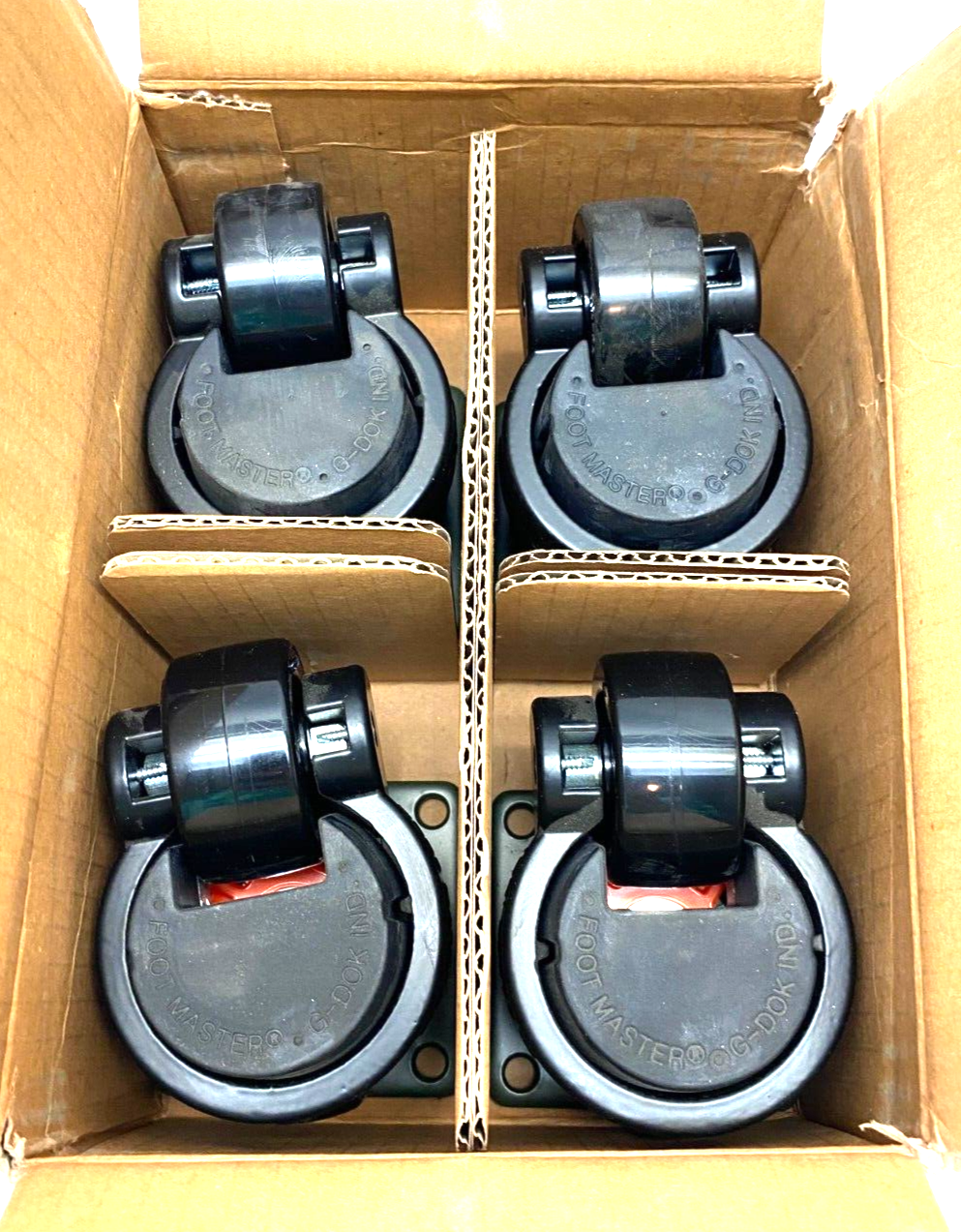Foot Master GD-60-F-NYN-FBL Mounted Swivel Leveling Caster 50mm BOX OF 4 - Maverick Industrial Sales