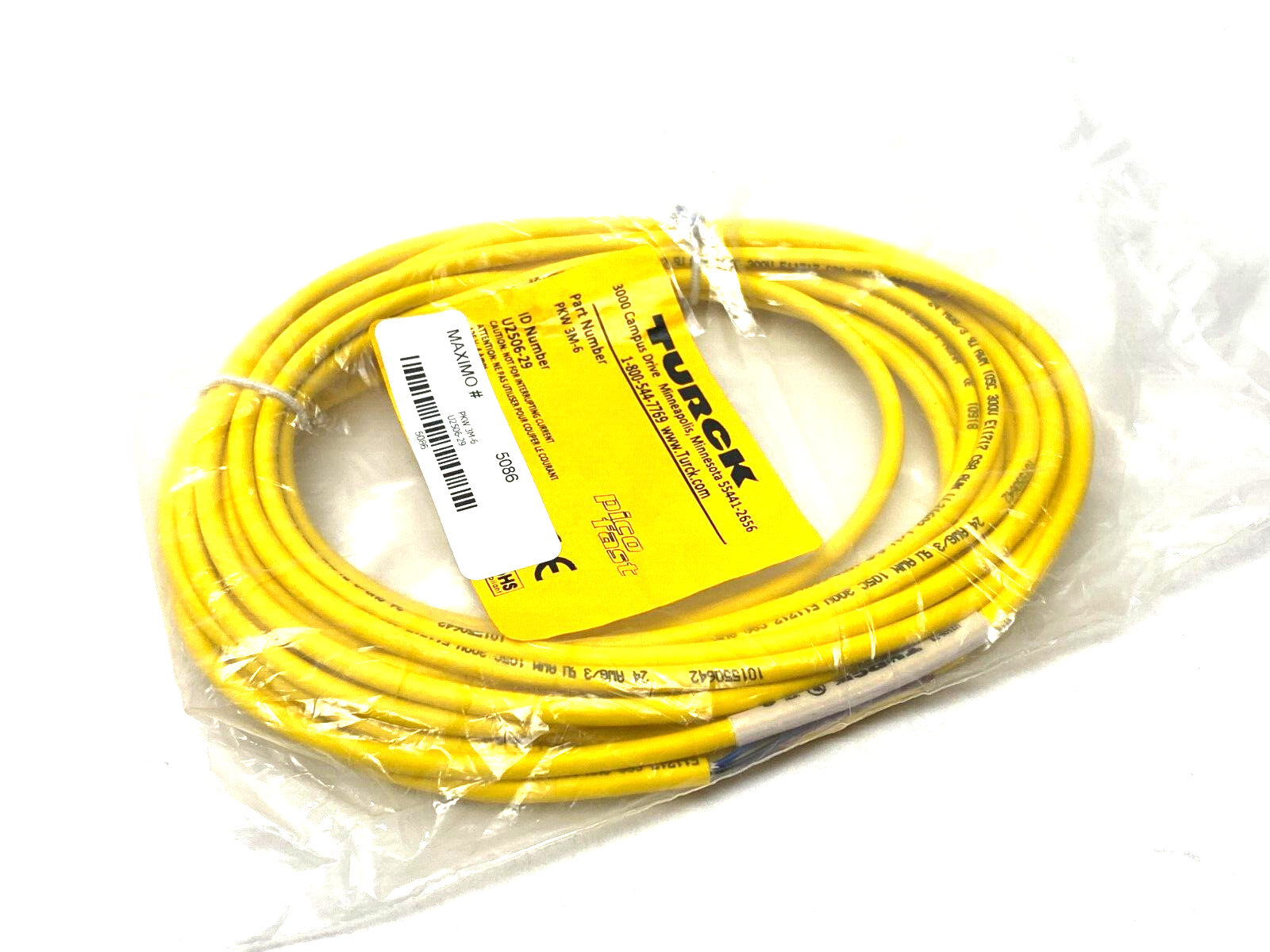 Turck PKW 3M-6 Picofast Single Ended Cordset M8 Female to Cut End U2506-29 - Maverick Industrial Sales