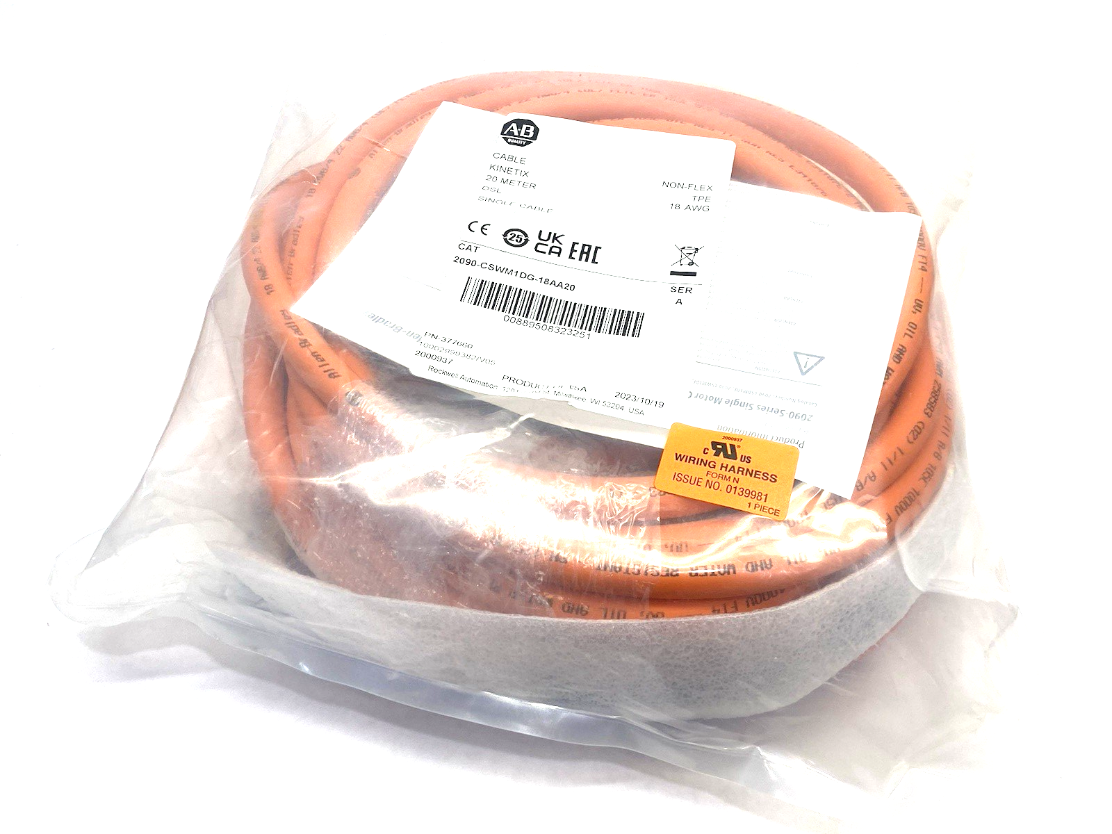 2090-CSWM1DG-18AA20 | Allen Bradley Ser. A Kinetix DSL Single Cable Non-Flex - New - Maverick Industrial Sales