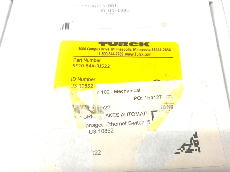 Turck SE20-84X-RJ522 Unmanaged Ethernet Switch 5-Port U3-10852 - Maverick Industrial Sales