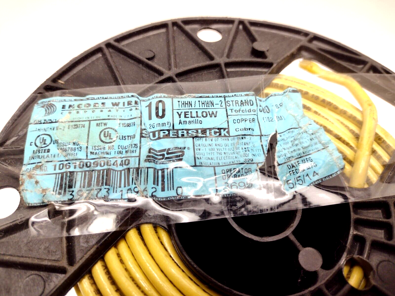 Encore Wire 106100906440 SuperSlick 10AWG Yellow THHN/THWN-2 200 FT - Maverick Industrial Sales