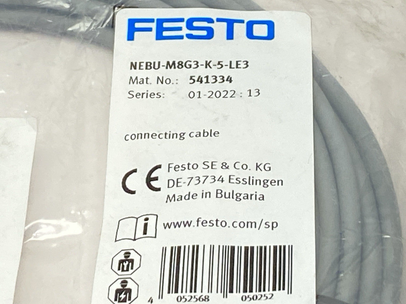 Festo NEBU-M8G3-K-5-LE3 Connecting Cable M8 3-Pin 5m 541334 - Maverick Industrial Sales