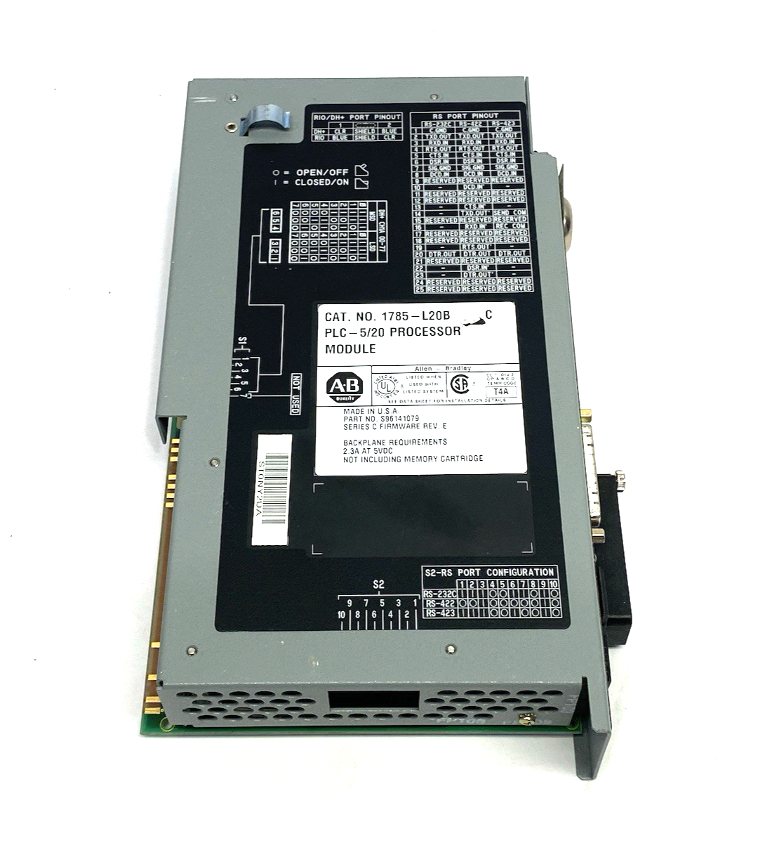 Allen Bradley 1785-L20B Ser. C PLC-5/20 Processor Module BROKEN LOCK LATCH - Maverick Industrial Sales