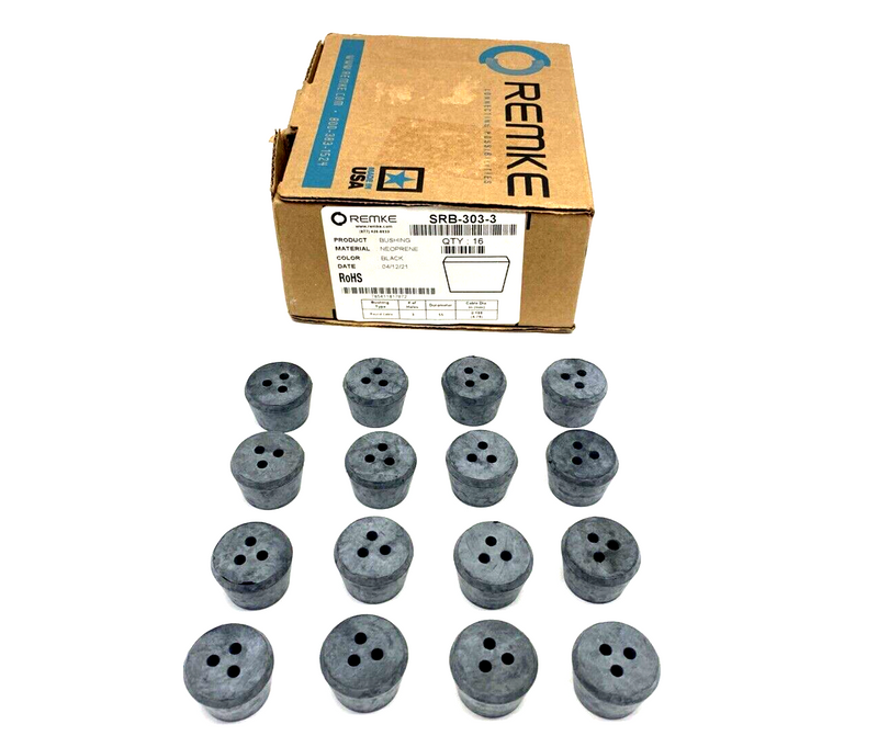 Remke SRB-303-3 Multiple Hole Bushing Neoprene 3-Hole .187, Form Size 4, 16PK - Maverick Industrial Sales