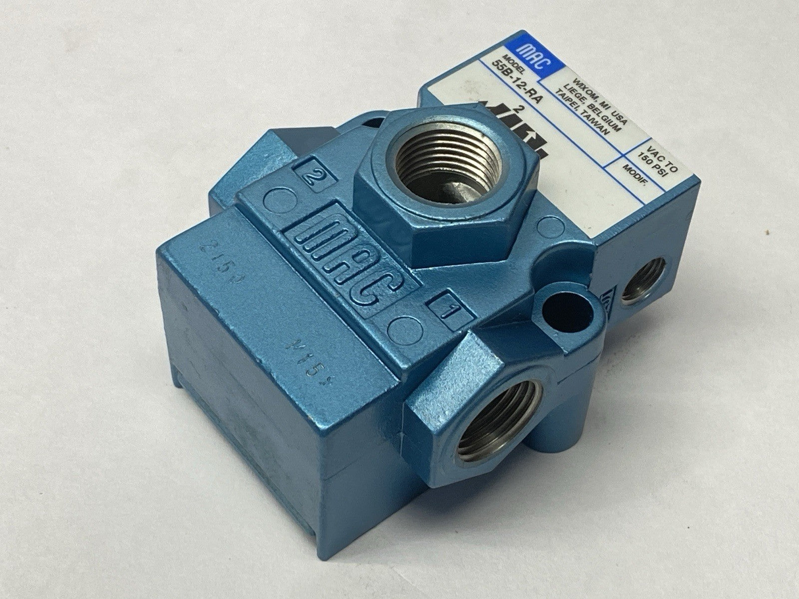 Mac Valves 55B-12-RA 3-Way Pneumatic Solenoid Valve - Maverick Industrial Sales